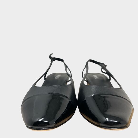 Vaneli Aliz Slingback Kitten Heel 11.5 Black Nappa Leather Patent Cap Toe - Picture 2 of 11